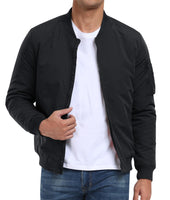 1 x RAW Customer Returns MoFiz Men s Padded Bomber Jacket Vintage Winter Warm Thick Bomber Jacket Coat Zipper Pockets Black EU 3XL - RRP €54.44