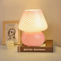 1 x RAW Customer Returns MLOQI Mushroom Lamp Table Lamp for Living Room Bedside Lamp Bedroom Lights Table Lamp LED Glass Night Light with a 3 Color Bulb, Night Light, Gifts for Friends Mini Lamp Pink  - RRP €37.3