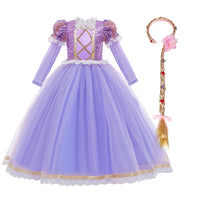 1 x RAW Customer Returns Girls Rapunzel Princess Costume Kids Grimms Carnival Tangled Fairy Tale Party Dress Halloween Festival Birthday Photo Shoot Magic Carnival Costume Party Dress Light Purple Long Sleeves 3-4 Years - RRP €36.86