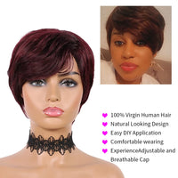 14 x Brand New Human Hair Wigs Short Pixie Cut Wigs with Bangs Non Lace Front Wigs Brazilian Human Hair Full Machine Wigs for Women 99J  - RRP €404.6