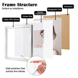 1 x RAW Customer Returns Egofine picture frames 20x20 set of 4, robust wood composite photo frames with real glass - horizontal or vertical for wall hangings or table decoration, silver - RRP €27.22