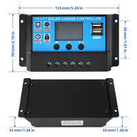 2 x RAW Customer Returns OSXCAUES 30A Solar Charge Controller 12V 24V PWM Intelligent Controller with LCD Display and 5V 2A Dual USB Port - RRP €22.16