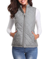 1 x RAW Customer Returns fuinloth women s vest with stand-up collar, quilted vest, lightweight, sleeveless jacket with zipper, pockets, grey M - RRP €35.99