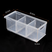 1 x Brand New QUARKZMAN Pantry Organizer and Storage Container, Clear Storage Organizer Container with 3 Divided Compartments for Closet Pantry Organization 12 x 4.8 x 5.1  - RRP €20.4