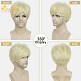 1 x RAW Customer Returns QUEENTAS Men s Blonde Wig for Men 80s 70s Short Hair Wigs for Men Cosplay Halloween Wig Men White Blonde  - RRP €24.99