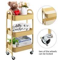 1 x RAW Customer Returns DOEWORKS 3 Tier Metal Storage Cart Multi-Purpose Cart Rolling Cart Trolley Storage Trolley with Wheels for Kitchen Bathroom Powder Room Office Melon Yellow - RRP €46.78