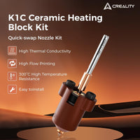 1 x RAW Customer Returns Creality K1C Ceramic Heater Block Kit, 3D Printer Parts All Metal Quick-Swap Nozzle Kit Heatbreak 300 C High Temperature 600 mm s High Flow Hotend Heater Block Kit with for K1C - RRP €30.99