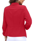 1 x RAW Customer Returns GRECERELLE Women s Blazer Jacket Open Front Ruched Sleeve Casual Work Office Short Jacket for Women, 07 Red, 46-48 - RRP €30.24