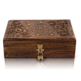 1 x RAW Customer Returns The Great Indian Bazaar Handcrafted Decorative Wooden Jewelry Box Jewelry Organizer Storage Box Treasure Chest Trinket Holder Lock Box Watch Box Card Box Memory Box - RRP €19.99