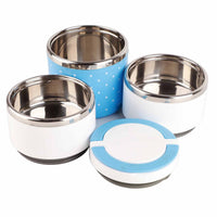 1 x RAW Customer Returns Yosoo 3-Layer Insulation Thermal Lunch Box Stainless Steel Food Storage Container Portable Bento Box With Handle Cute Dot Pattern 1 2 3 Layers Color Blue, Dimension 1200ML  - RRP €20.7