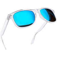 1 x RAW Customer Returns Joopin Rectangular Blue Sunglasses Men Polarized UV400 Unisex Mirror Retro Women Sunglasses Blue Lenses for Driving and Tourism Transparent Mirrored Blue  - RRP €20.16