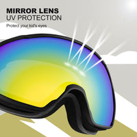 1 x RAW Customer Returns Odoland OTG Ski Goggles for Kids, UV Protection and Anti-Fog Lens for Children and Youth, Double Spherical Lens Snowboard Goggles Perfect for Skating Skiing Snowboarding for Boys and Girls BL - RRP €23.8