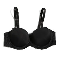 1 x Brand New YANDW - Lightly Padded Strapless Bra, Full Coverage, Sheer Back, Invisible Straps - Black - 3D Manufacturer Size 34D  - RRP €45.41