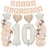 15 x Brand New Cream Birthday Decorations Blush Happy Birthday Banner Cream Number Foil Balloons Champaign Gold Sand White Latex Confetti Balloons for Birthday Party Decor 20 Year  - RRP €166.35