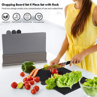 1 x RAW Customer Returns MASTERTOP cutting board set, 4 color-coded cutting boards including storage box, plastic cutting boards for fruit, hot meat, fish, send 1 pair of scissors - RRP €32.63