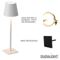 1 x Brand New DUDALIGHT USB Rechargeable LED Table Lamp - Wireless, Touch, Dimmable for Restaurant, Desk, Bedside - 3 LED Lights of Different Intensity - RRP €43.67