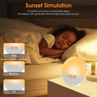 1 x RAW Customer Returns Light alarm clock LED wake up light, alarm clock with sunrise simulation, daylight alarm clock FM radio alarm clock with light 7 colors, 7 alarm tones alarm clock children alarm clock digital clock - RRP €32.26