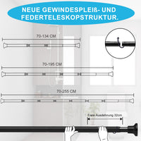 1 x RAW Customer Returns Telescopic shower curtain rod for clamping, extendable stainless steel shower rod, tension rod without drilling and no rust, telescopic rod for bathroom, bathtub, shower, black 72-254 cm 25 mm  - RRP €22.18