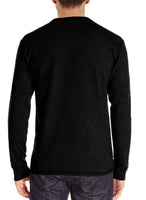 1 x Brand New SwissWell Henley long-sleeved shirts for men, leisure button placket, place shirt, grandad neck T-shirt with pocket, black S - RRP €35.99