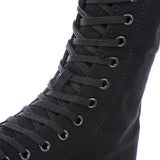 1 x RAW Customer Returns rismart Women Canvas Mid Calf Boots Punk High Tops Lace Up Shoes Black,41 EU  - RRP €58.8