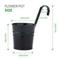 1 x RAW Customer Returns KINGLAKE Hanging Flower Pots Made of Metal, Black Hanging 10 Pieces Garden Pots for Balcony, Fence, Garden, Wall, Robust Hanging Pot with Removable Hook, 10 x 10 x 8 cm - RRP €21.99