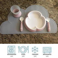 9 x Brand New Voarge placemat cloud, table set children s placemat wipeable, children s silicone cloud placemat waterproof BPA free, grey - RRP €81.54