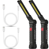 1 x RAW Customer Returns m MU 2 Pack Flashlight LED Rechargeable, LED Work Light, Rechargeable Flashlight Workshop Lamp COB Inspection Lights with Magnet and Hook for Car Repair, Workshop, Camping - RRP €18.68