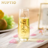 20 x Brand New NUPTIO Champagne Glasses Mug Gift Bride Engraved Glasses Wedding Champagne Prosecco Glasses Bride Gold Tumbler Party Champagne Glass Sparkling Wine Flutes Gift Stemless - RRP €302.2