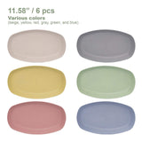 1 x RAW Customer Returns Hobein 6-pack 29.4cm oval plates plastic plates for RV, party, picnic, camping, healthy unbreakable plates made of PP, safe and lightweight plate for children and adults microwave and dishwasher safe - RRP €19.15