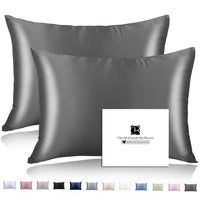 1 x RAW Customer Returns Set of 2 silk pillowcases 40x80, Ravmix silk pillowcases, for hair and skin, with hidden zipper, both sides silk, mulberry silk pillowcase 40x80, 2 pieces, anthracite - RRP €34.27