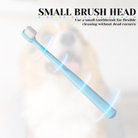 1 x Brand New Pack of 3 dog toothbrushes, ultra-soft bushy nano bristles dog toothbrushes, cat toothbrush, tongue brushing, deep cleaning, oral care toothbrush for small dogs and cats blue, yellow, pink  - RRP €25.2