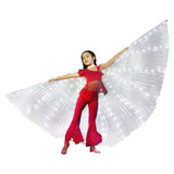 1 x RAW Customer Returns Tongdejing Belly Dance Wings LED Belly Dance Wings Luminous B Butterfly Wings with Telescopic Stick for Kids LED Wings Belly Dance Halloween Stage Wear White  - RRP €32.78