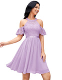 1 x RAW Customer Returns Berylove Women s Elegant Halter Neck Party Cocktail Dress Ladies Chiffon Prom Dress Lavender XL - RRP €34.99