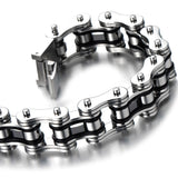 1 x RAW Customer Returns COOLSTEELANDBEYOND 22CM Men s Bracelet Top Quality Stainless Steel Bicycle Chain Motorcycle Chain Black Silver Two Tones High Gloss Polished - RRP €32.45