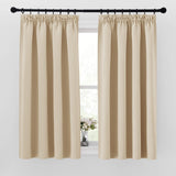 1 x RAW Customer Returns PONY DANCE Blackout Curtain for Rail System Curtains 2-Set H 160 x W 140 cm Short Curtain Opaque Bedroom Curtains Opaque Ruffle Tape, Biscotti Beige - RRP €25.8