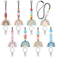 1 x Brand New Povxlum 8 Pieces Teacher Lanyard for ID Cards and Keys, Acrylic Lanyard with Boho Rainbow Beads, Cute Keychains for Women, ID Lanyard - RRP €27.6