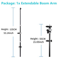 1 x RAW Customer Returns Selens Reflector Holder Extendable Boom Arm 55-135cm, Reflector Holder Extendable Boom Arm Background Crossbar 360 Degree Swivel for Light Stand Photo Studio Portrait Photography Video Live Streaming - RRP €46.38