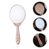 1 x RAW Customer Returns minkissy Vintage Hand Mirror Oval Shape Glass Mirror Portable Cosmetic Mirror with Handle for Women Rose Gold  - RRP €9.67