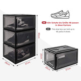 1 x RAW Customer Returns Yorbay shoe box, set of 3, stackable shoe organizer, plastic box with transparent door, reusable shoe storage, 37 x 26 x 20 cm, for shoes up to size 48, black - RRP €38.66