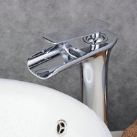 1 x RAW Customer Returns Beelee High Waterfall Sink Faucet, Single Handle Sink Tap, Single Lever Sink Mixer Tap, Polished Chrome - RRP €77.0