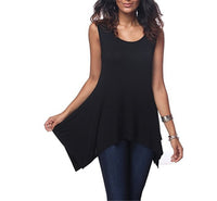 1 x RAW Customer Returns Dreamskull Women s T-Shirts Tops Blouses Tops Tunic Long Shirt Long Basic Backless Sleeveless Asymmetrical Cotton Summer Everyday Casual Loose Casual Stretch S-3XL XL, Black  - RRP €18.14