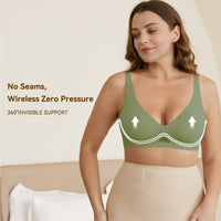 1 x Brand New Niidor Wireless Seamless Bra V-Neck Comfort Bra Invisible Breathable Wireless Bralette Thin Soft Daily Bra for Women,Green,XXL - RRP €32.99