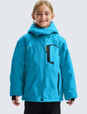 4 x RAW Customer Returns GEMYSE Girls Waterproof Mountain Ski Jacket, Windproof Outdoor Fleece Winter Coat with Hood Light Blue, 116-122  - RRP €319.92