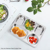 1 x RAW Customer Returns QOTSTEOS Stainless Steel Divided Tray 5 Compartments Rectangular Divided Adult Kids Compact Metal Serving Platter Food Snack Camping Dishes - RRP €16.38