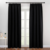 1 x RAW Customer Returns PONY DANCE Opaque curtains with ruffle tape, set of 2, H 220 x W 140 cm, thermal curtain, cold protection, winter bedroom curtains, black, opaque curtain, heat-insulating - RRP €37.79