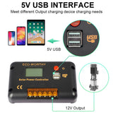 1 x RAW Customer Returns ECO-WORTHY 30A Solar Charge Controller 12V 24V, Solar Charge Controller Intelligent Controller with Two USB Ports Solar Battery Controller LCD Display - RRP €36.29