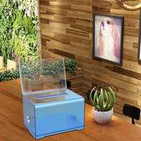 1 x RAW Customer Returns Acrylic Ballot Box with Lock for Commenting, Voting, Donating, Collecting Business Cards Blue  - RRP €16.13