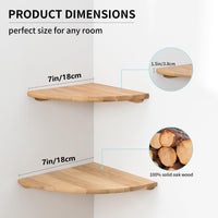 1 x RAW Customer Returns Gieanoo corner shelf hanging shelf, solid oak corner shelf round ends wall shelf wood vintage country style shelf for bedroom living room radius 18cm oak, 18cm set of 2  - RRP €36.99