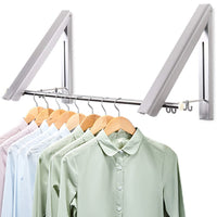 1 x RAW Customer Returns LIVEHITOP Foldable Wall Clothes Rack 2 Pieces Space Saving Aluminum Coat Hooks with Rod and Hanger Hook Holder for Bedroom Bathroom Balcony Indoor Outdoor - RRP €24.99