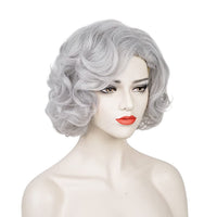 1 x RAW Customer Returns Old Lady Costume Wig for Women, ATAYOU Short Silver Gray Curly Grandma Costume Wig Halloween Carnival Party Old Lady Wigs - RRP €23.99